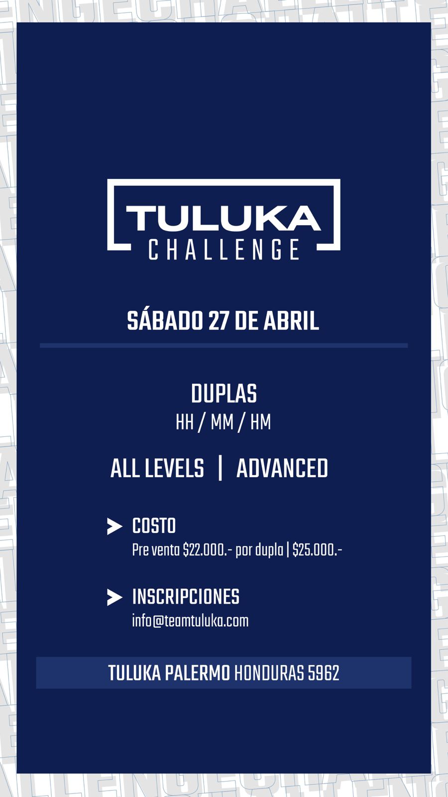 TULUKA CHALLENGE 27/04